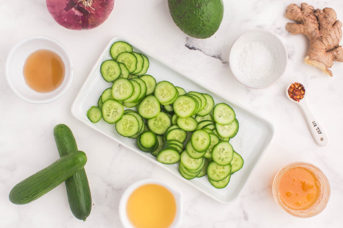 sliced cucumbers on a plate