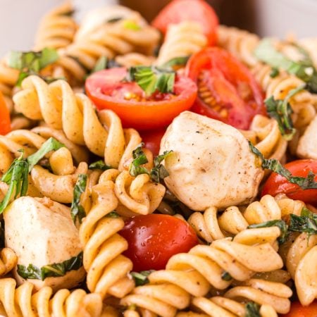 Caprese Pasta Salad in a bowl