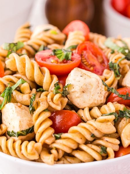 Caprese Pasta Salad in a bowl