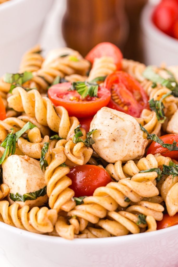 Caprese Pasta Salad in a bowl
