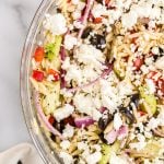 Greek Orzo Pasta Salad in a bowl