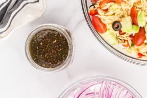 dressing ingredients in a jar