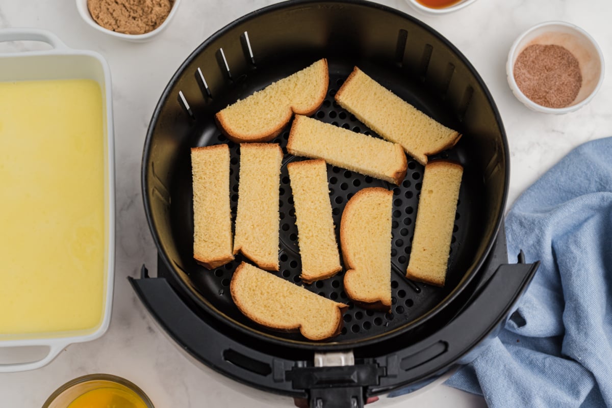 bread pieces in an air fryer