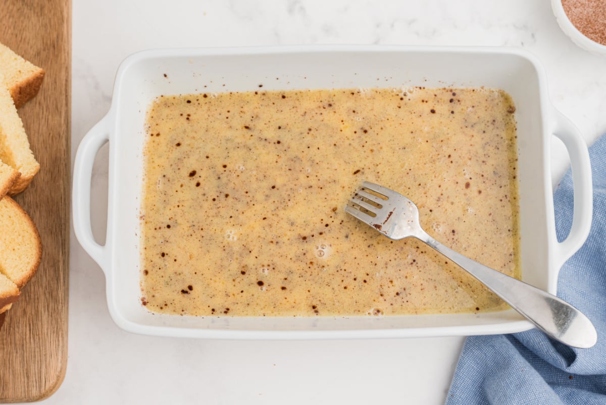 vanilla, cinnamon and brown sugar added to milk mixture
