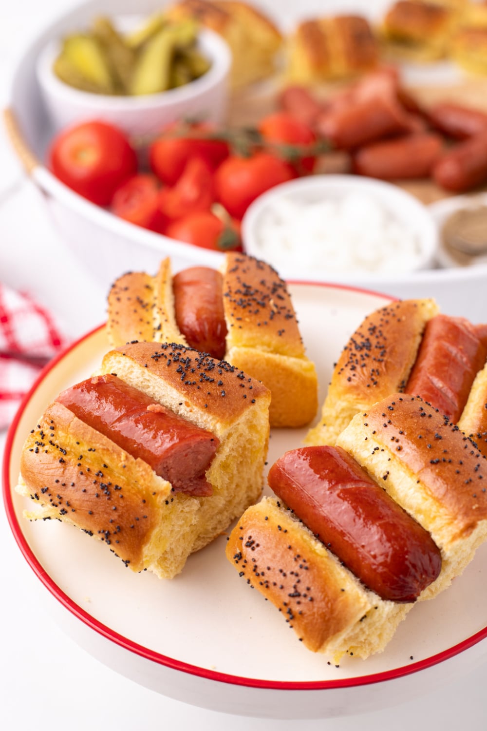 hot dog pieces put in buns