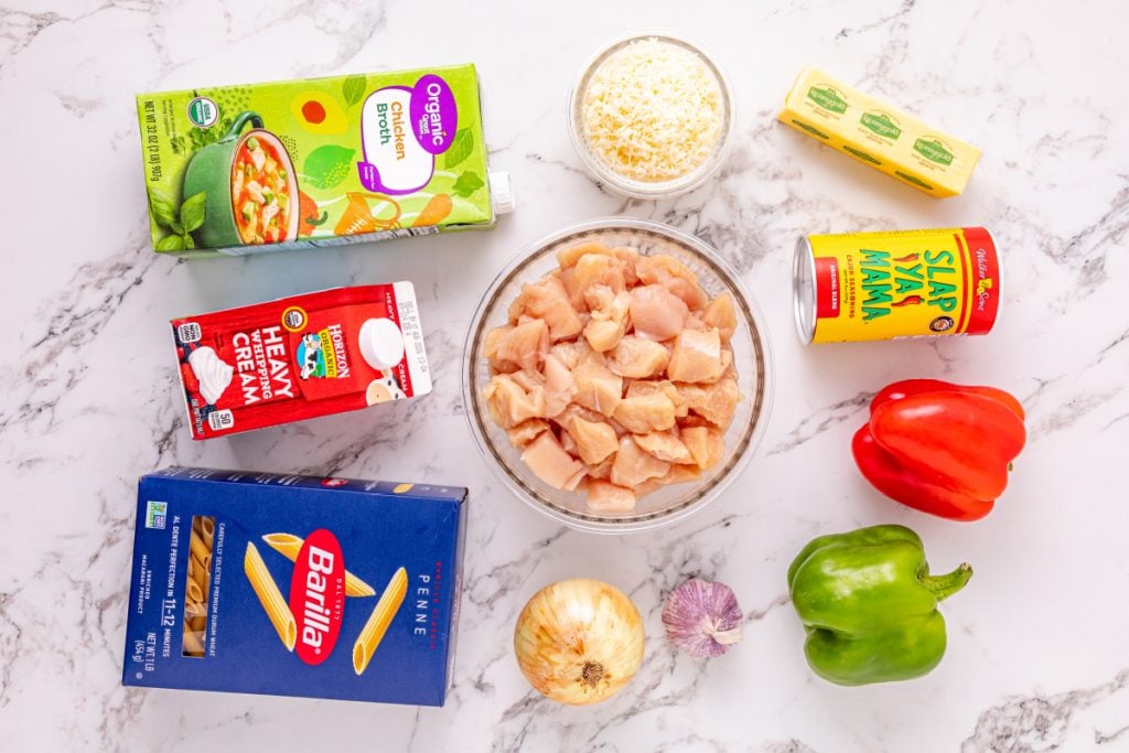 ingredients for Slow Cooker Cajun Chicken Pasta