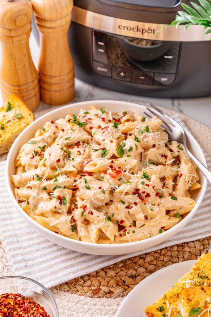Slow Cooker Cajun Chicken Pasta in a bowl