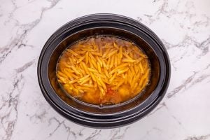 pasta added to slow cooker