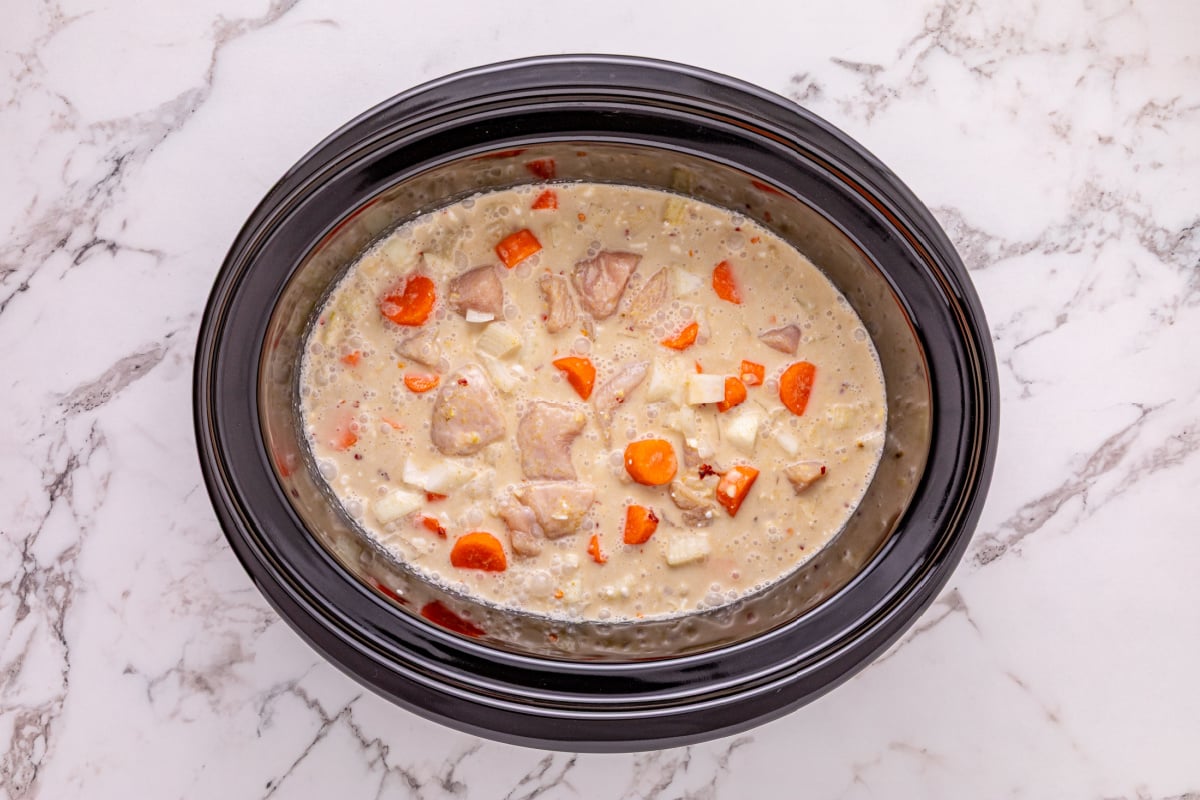 coconut mix mixture placed in slow cooker