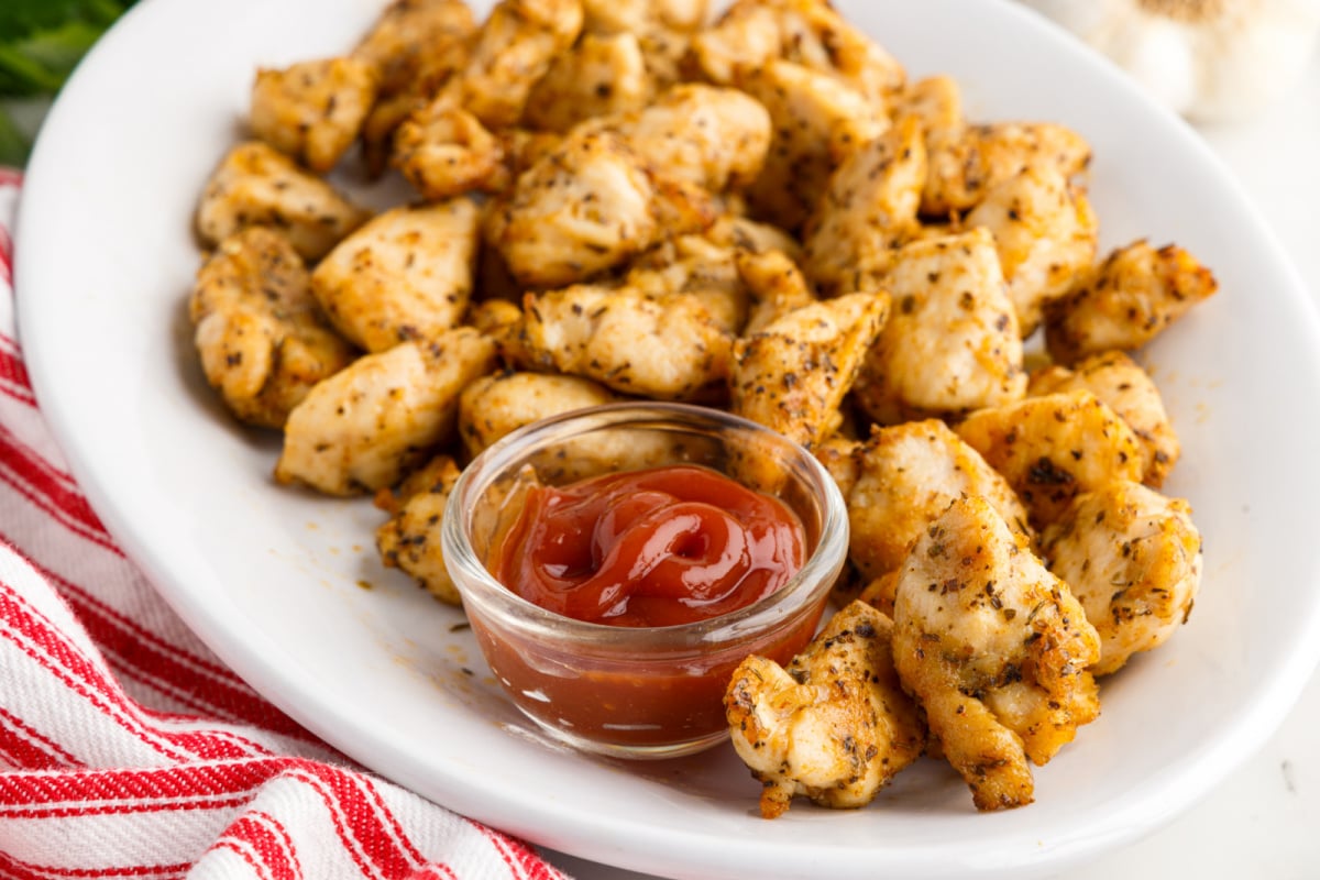 Air Fryer Chicken Bites on a plate