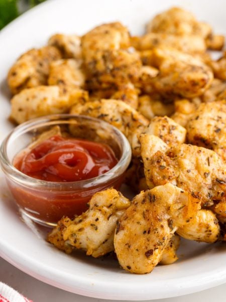 Air Fryer Chicken Bites on a plate