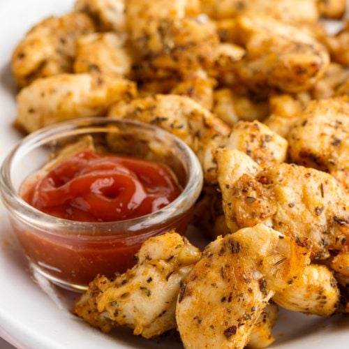 Air Fryer Chicken Bites on a plate