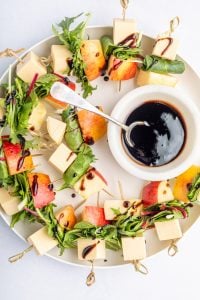 Cheddar Apple Salad Skewers on a platter