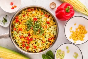Corn Succotash in a pan