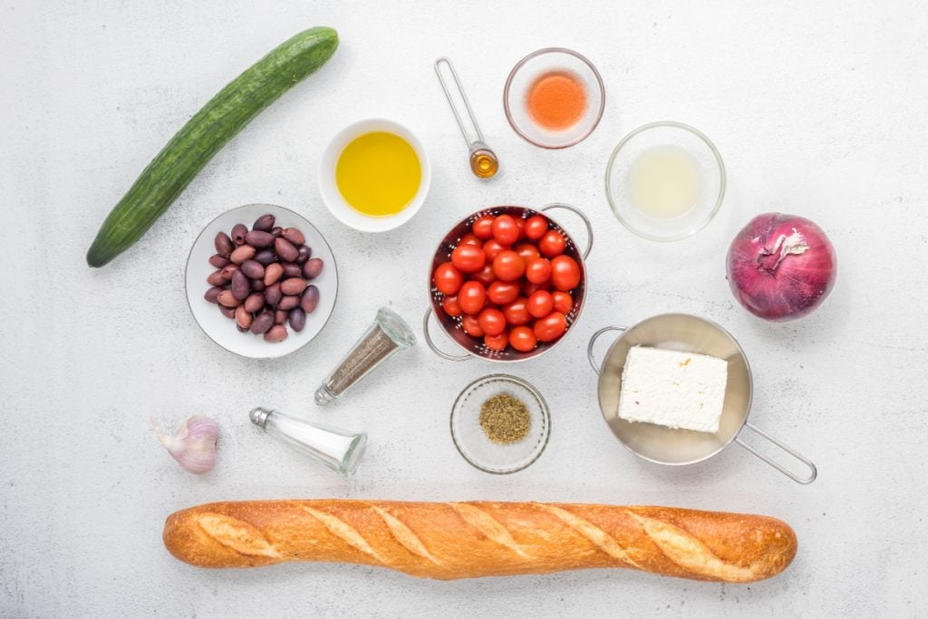 ingredients for Greek Bruschetta