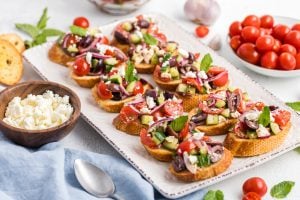Greek Bruschetta on a plate