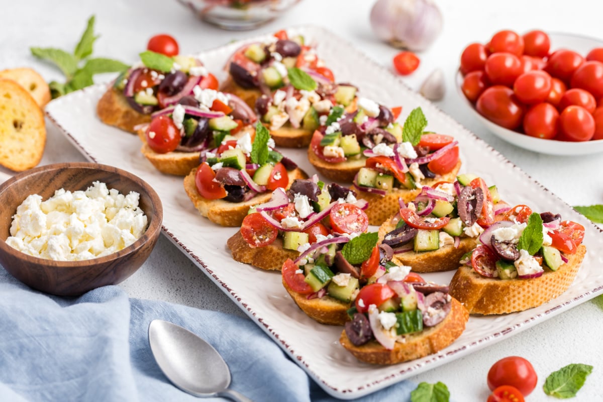 Greek Bruschetta on a plate