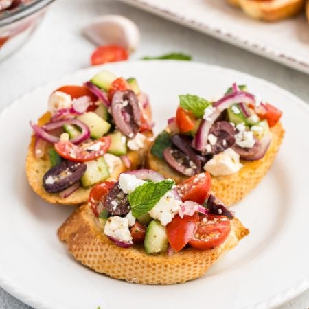 Greek Bruschetta on a plate