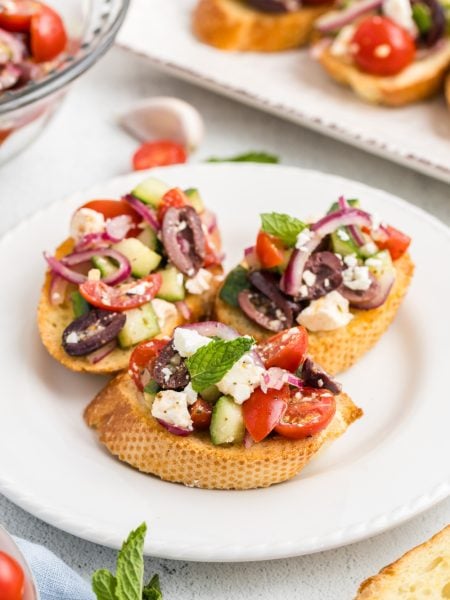 Greek Bruschetta on a plate