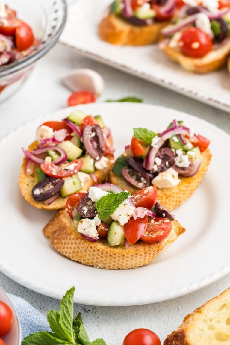 Greek Bruschetta on a plate