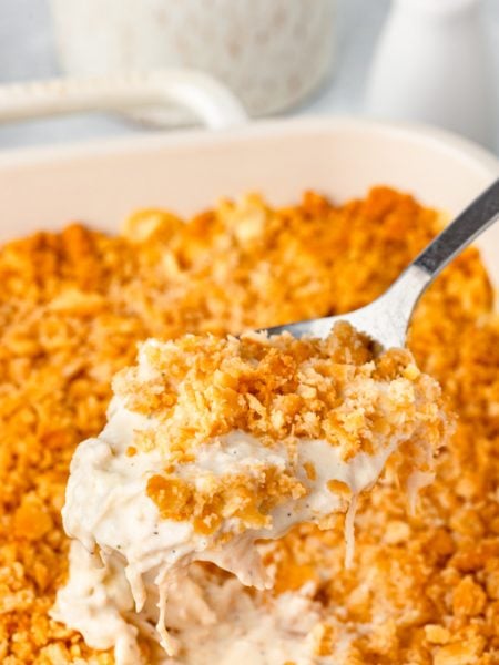 Million Dollar Chicken Casserole in a baking dish