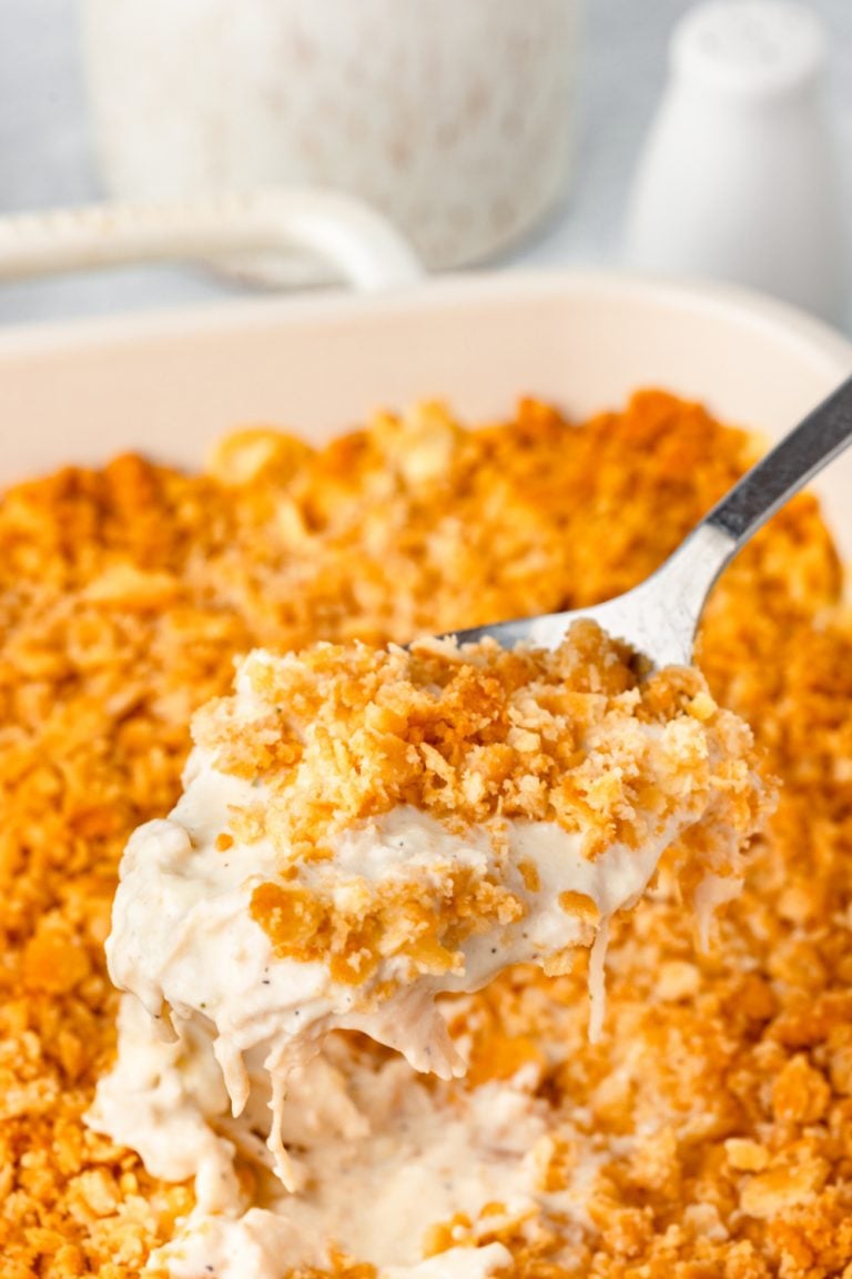 Million Dollar Chicken Casserole in a baking dish