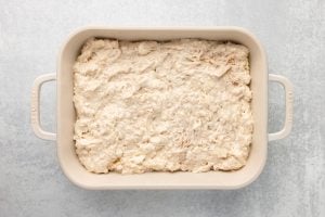 chicken mixture in prepared baking dish