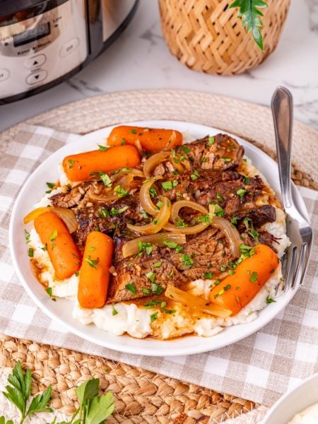 Slow Cooker London Broil on a plate