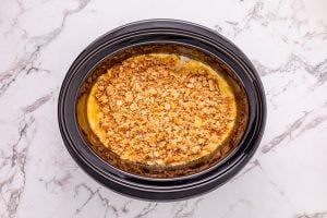 cracker mixture added to slow cooker