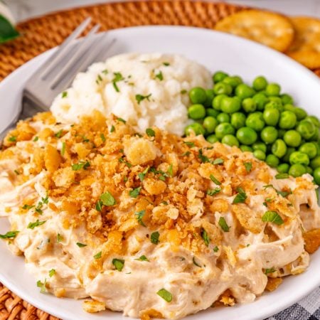 Slow Cooker Ritz Cracker Chicken Casserole on a plate