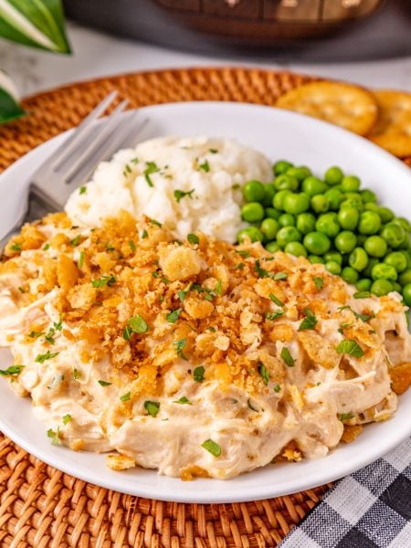 Slow Cooker Ritz Cracker Chicken Casserole on a plate
