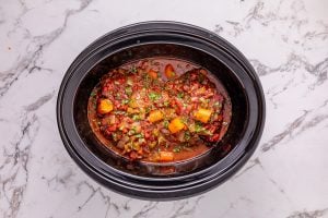 Slow Cooker Swiss Steaks in a slow cooker