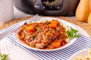 Slow Cooker Swiss Steaks on a plate