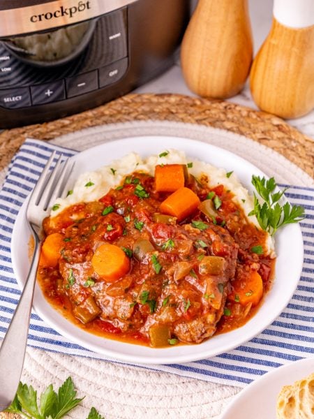 Slow Cooker Swiss Steaks on a plate