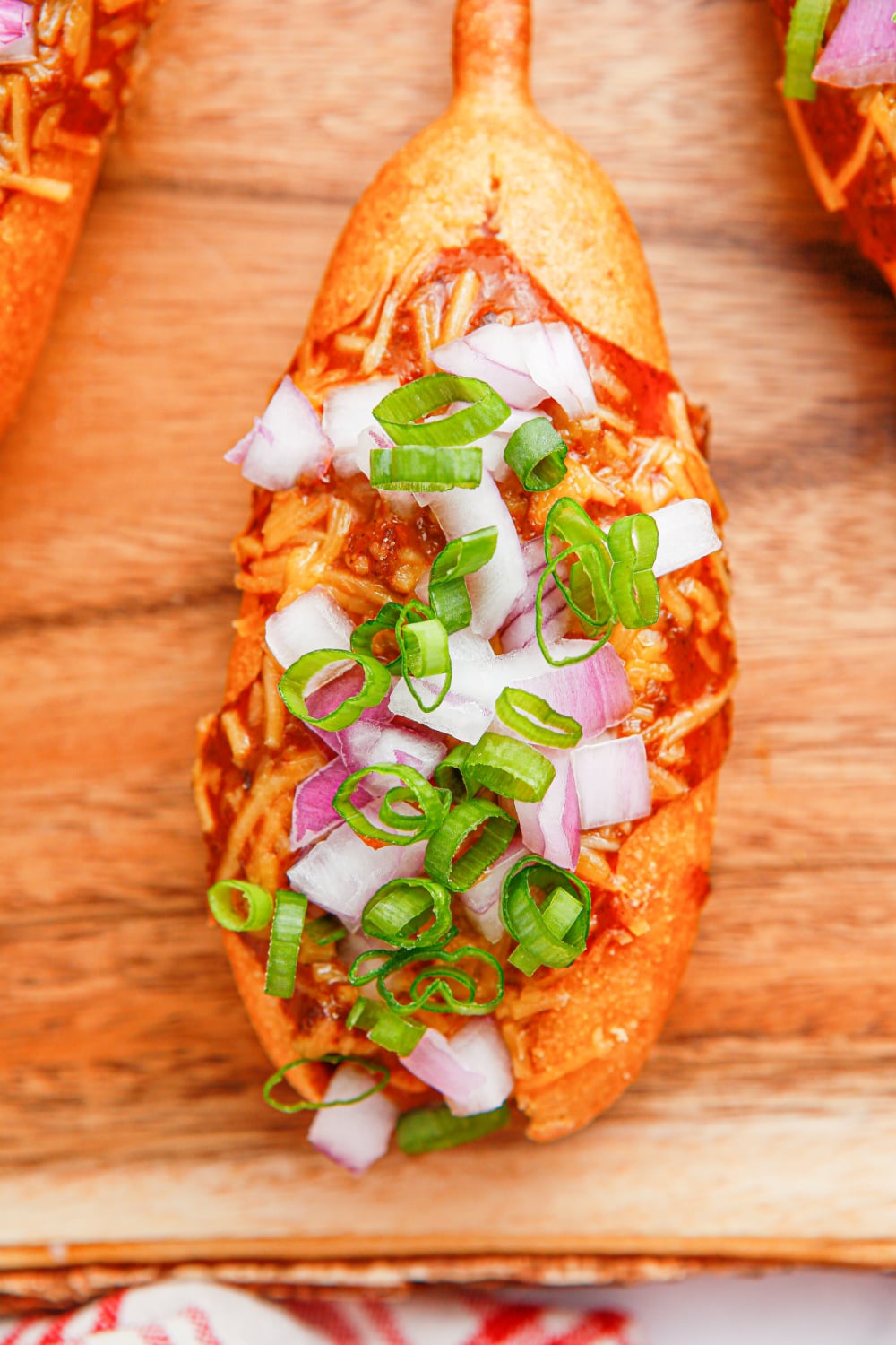 loaded chili corn dogs