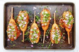 toppings added to corn dogs
