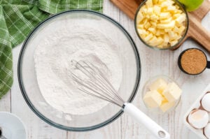 flour, sugar, baking powder, and salt in a large bowl