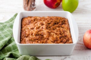 apple coffee cake in baked pan