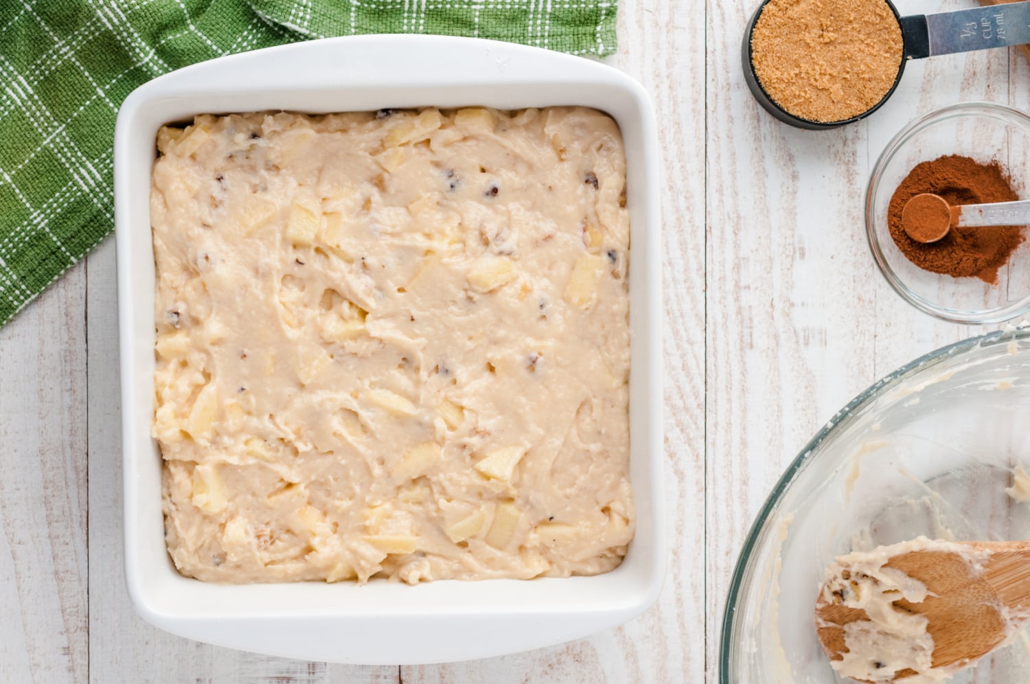 batter added to baking dish