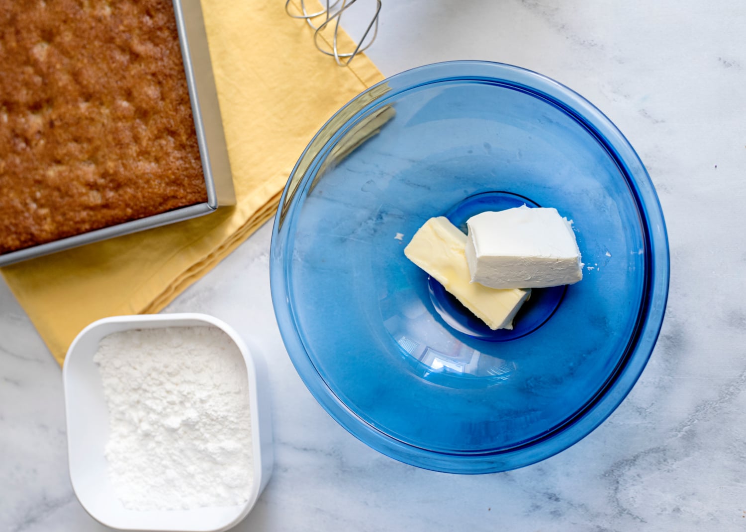 softened cream cheese, butter, and vanilla in a mixing bowl