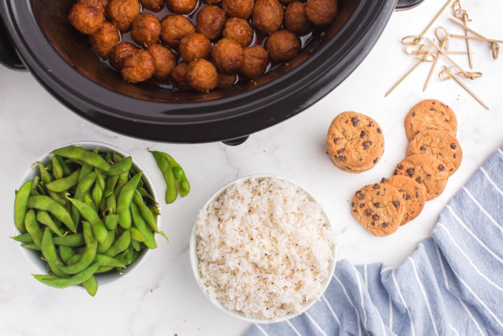 ingredients for Easy Lunchbox Meatballs and Rice