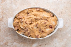 remaining 12 pierogi and kielbasa sauce added to pan