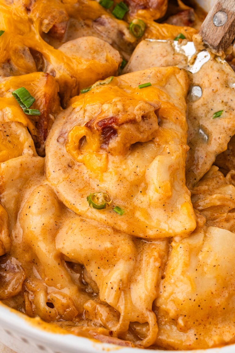 Easy Pierogi Casserole with Kielbasa