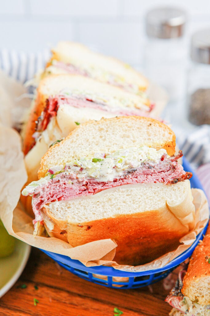 Grinder Sub Sandwiches in a basket
