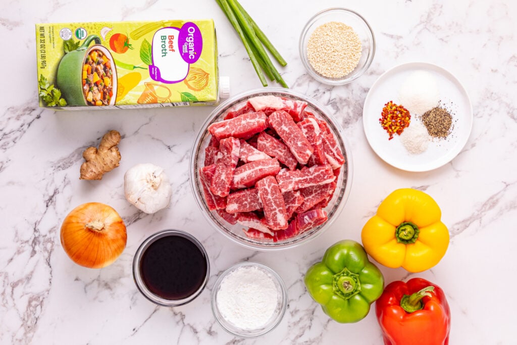 ingredients for Slow Cooker Pepper Steak