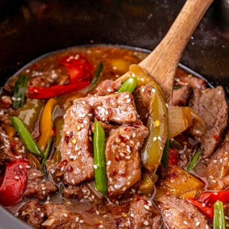 Pepper Steak in a slow cooker