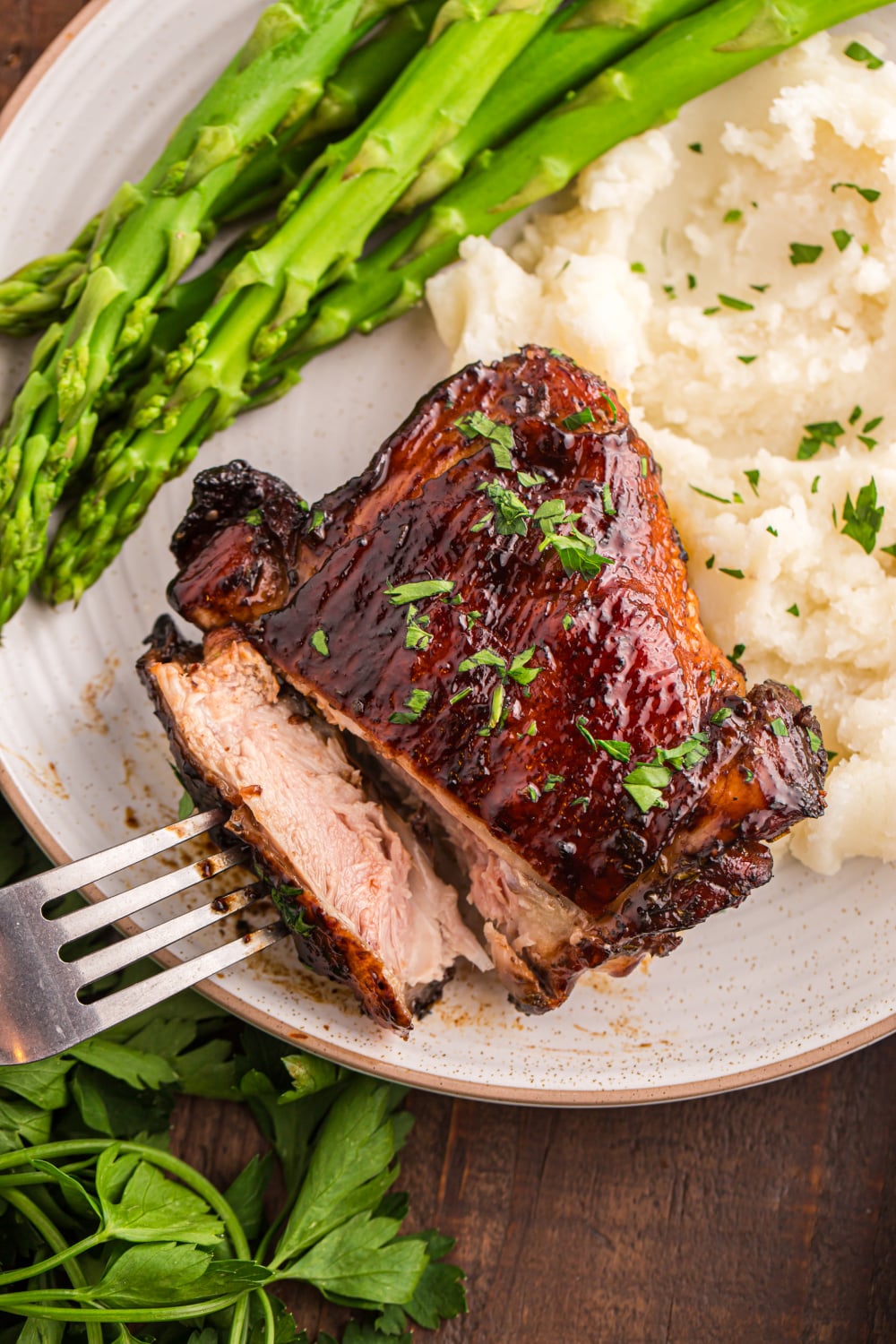 Balsamic Glazed Chicken on a plate with veggies