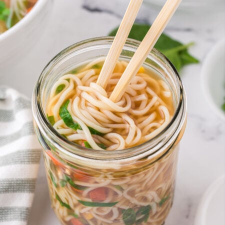 Homemade Instant Noodle Cup with chopsticks