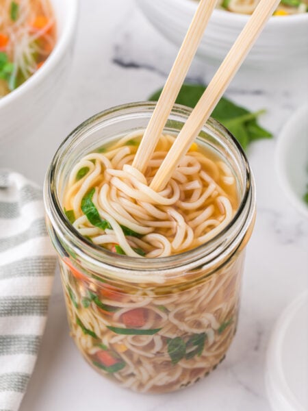 Homemade Instant Noodle Cup with chopsticks