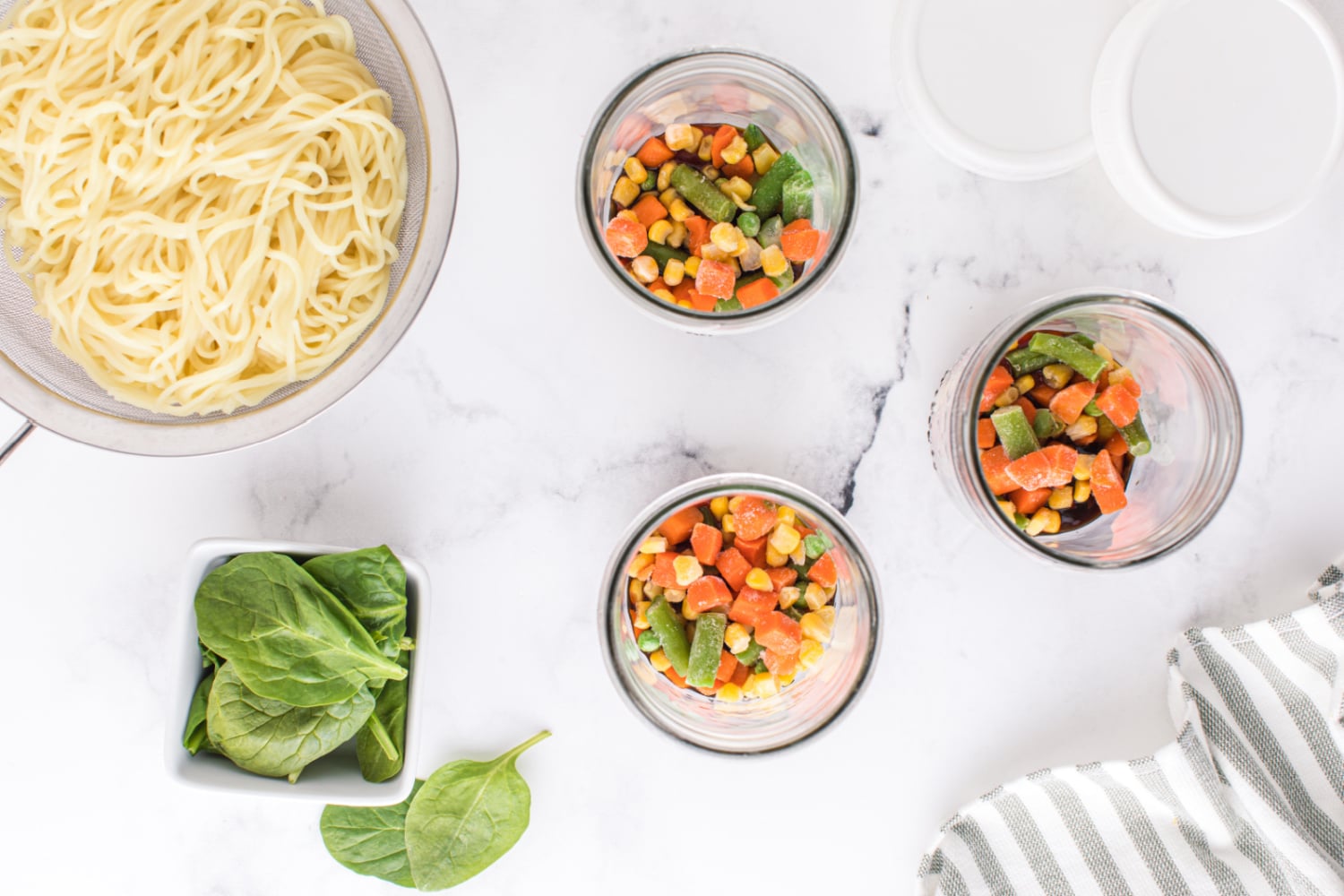 veggies added to jars